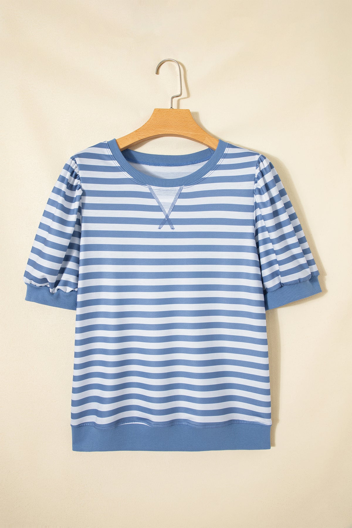Stripe Short Bubble Sleeve Tee