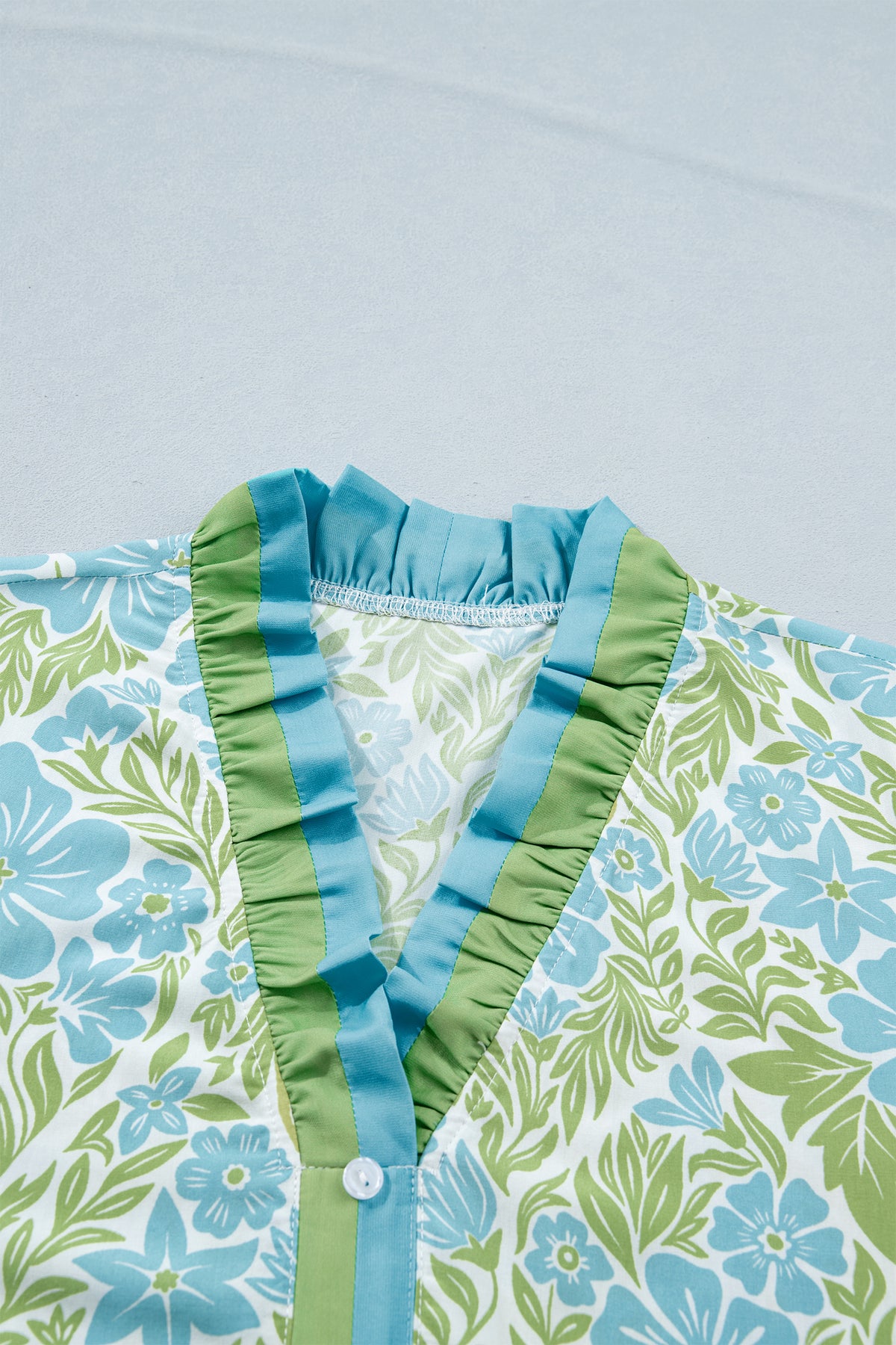 V-neck Button Front Floral Dress