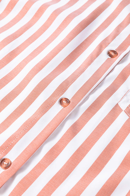 Stripe Collar Ruffle Hem Blouse