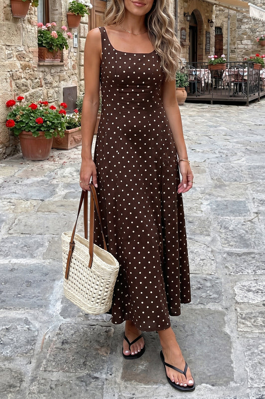 Polka Dot Sleeveless Maxi Dress