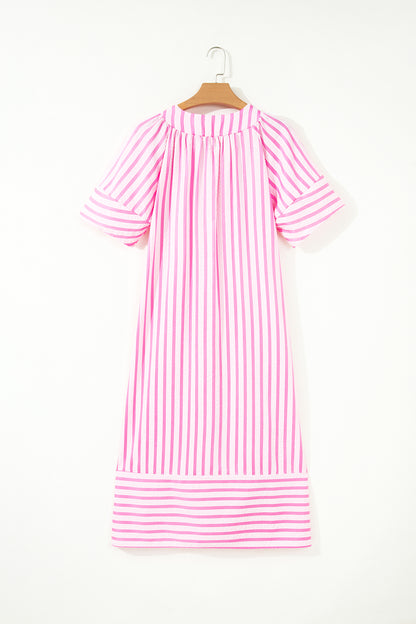 Stripe Short Sleeve Maxi Dress