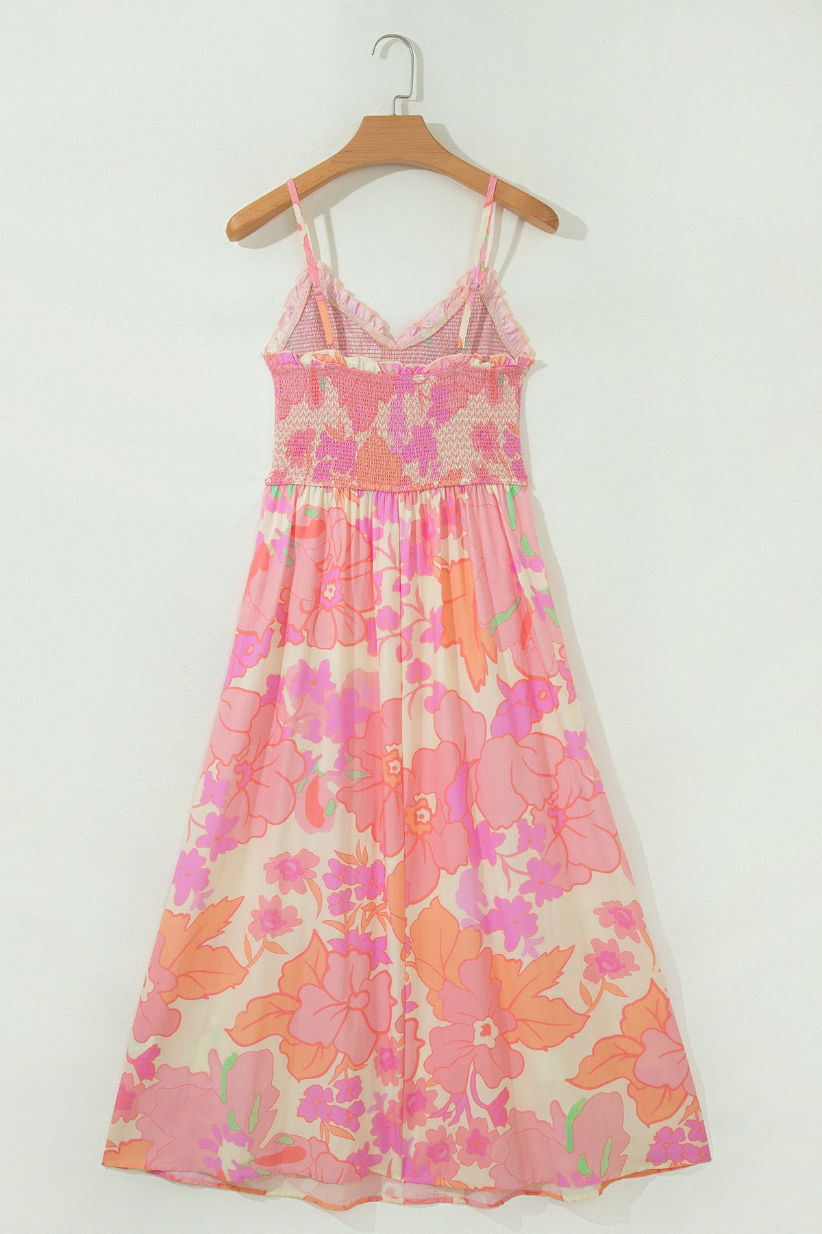 Spaghetti Strap Shirred Floral Dress