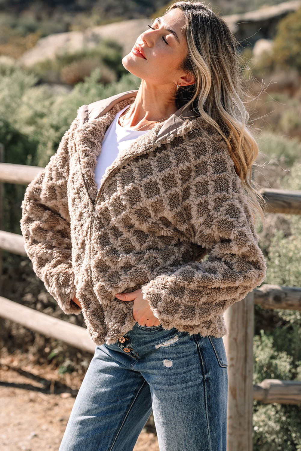 Sherpa Rhombus Zip Up Jackets