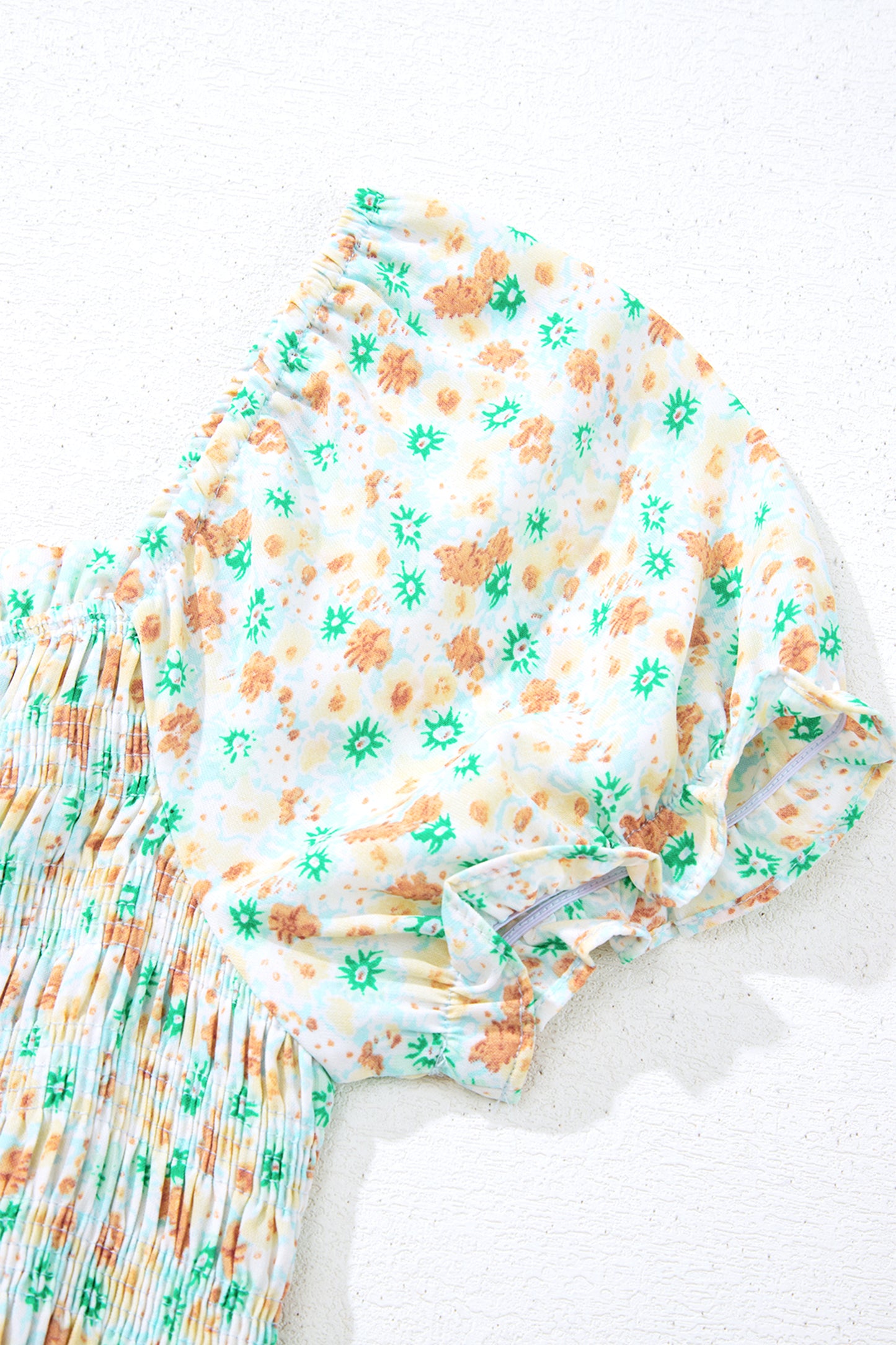 Floral Short Shirred Maxi Dress
