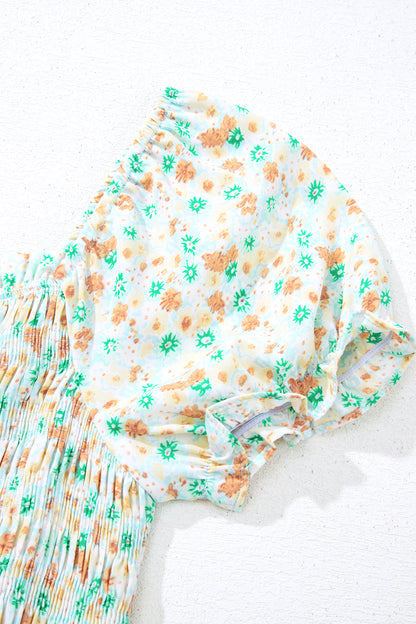 Floral Short Shirred Maxi Dress