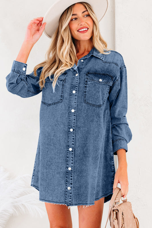 Chest Denim T Shirt Dresses