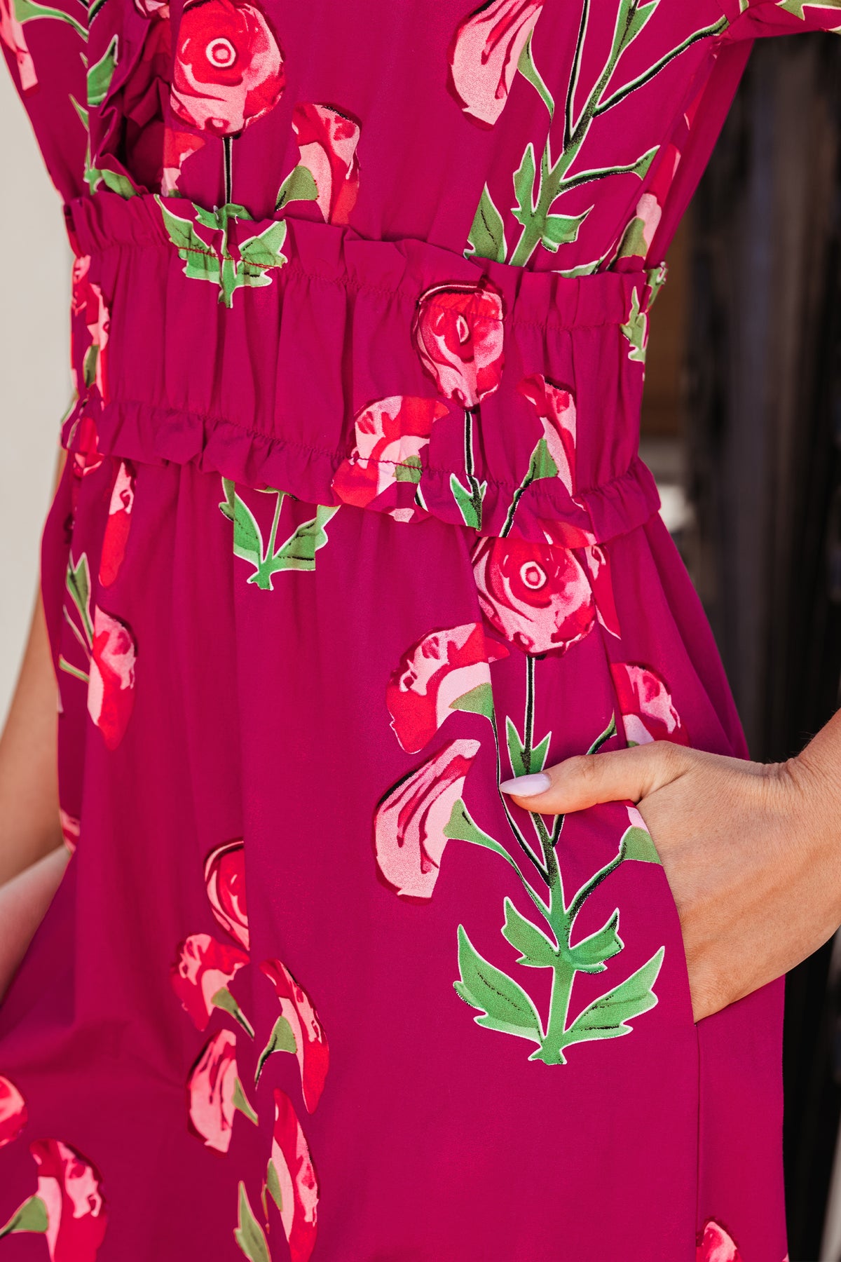 Floral V-neck Ruffle Maxi Dress