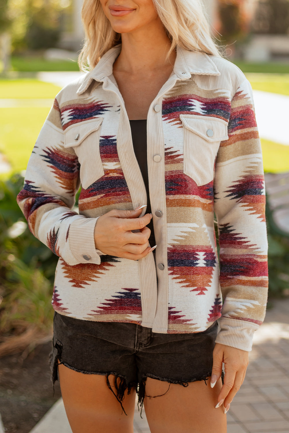 Western Aztec Ribbed Double Jackets