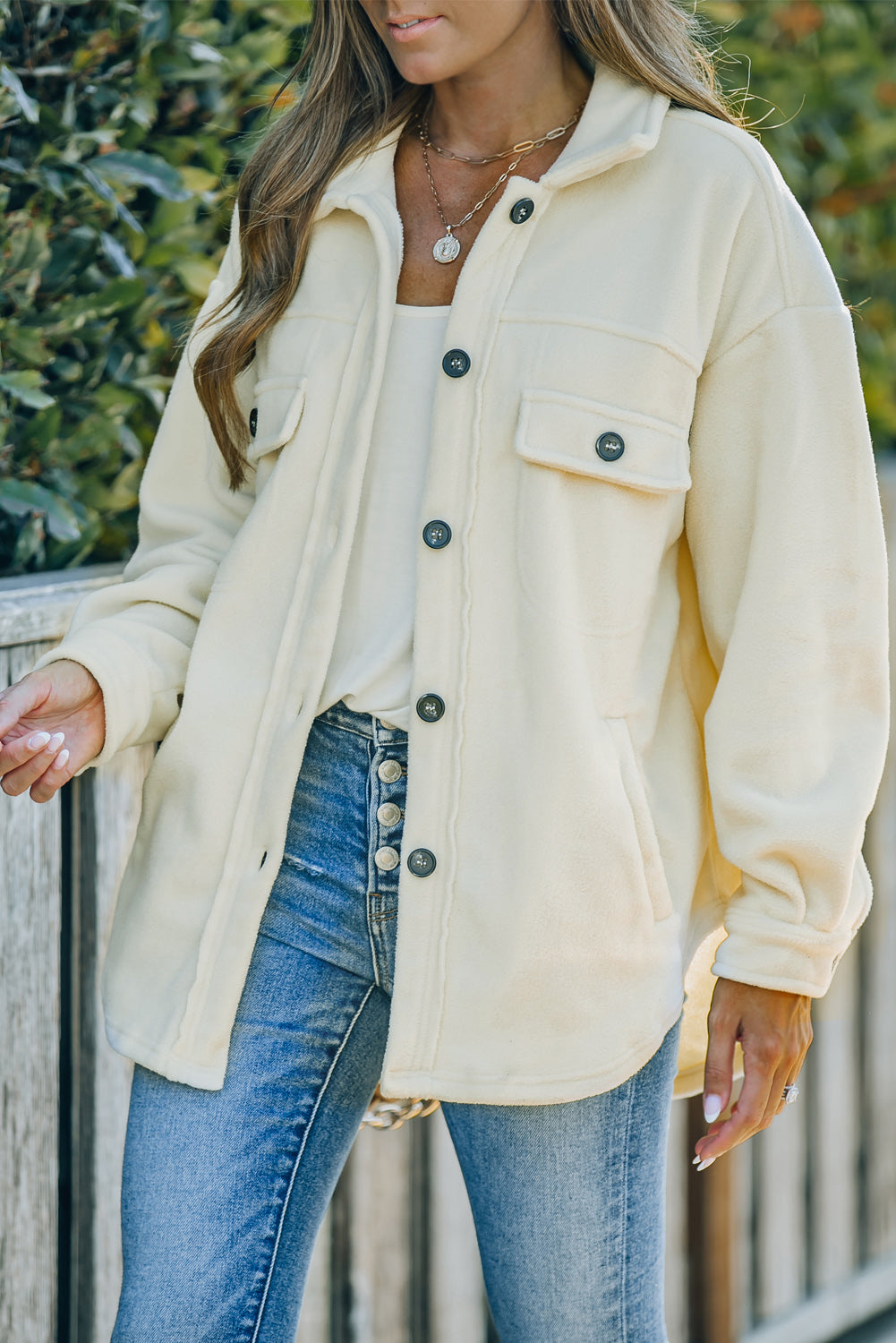 Turn Down Collar Buttoned Jackets