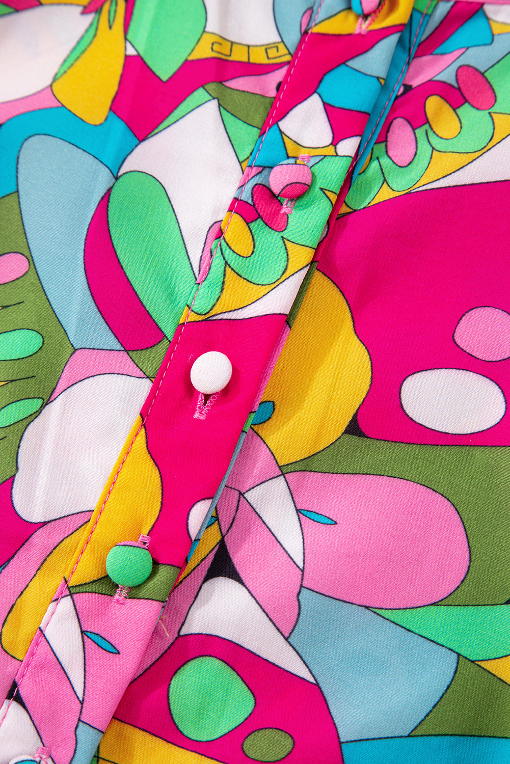Abstract Printed Buttoned Mini Dress