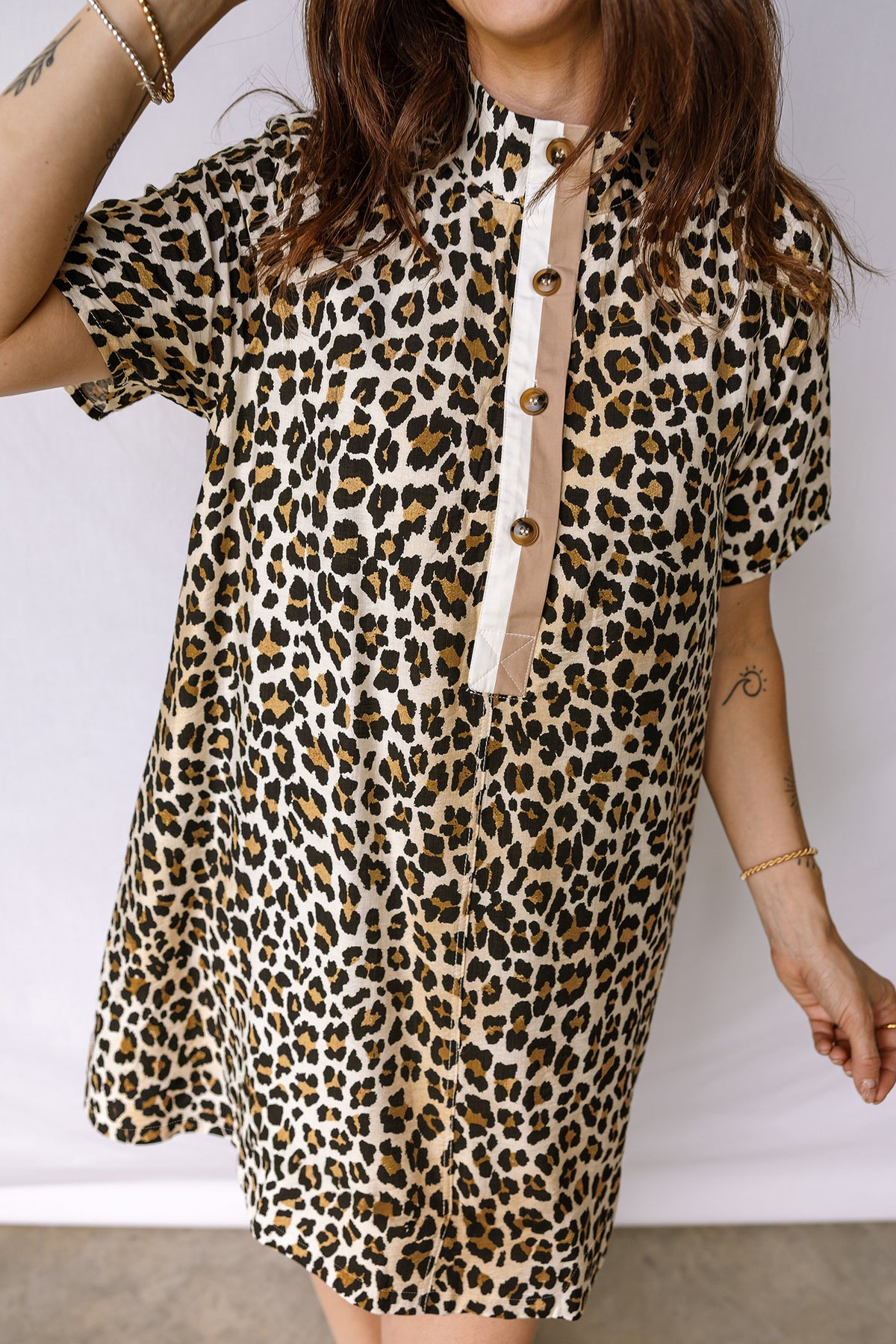 Short Sleeve Leopard Mini Dress
