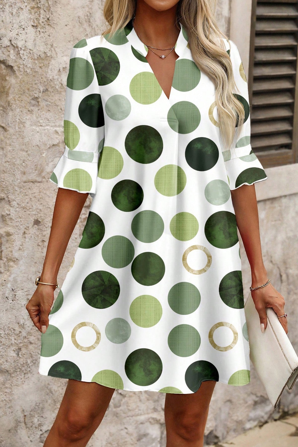 Polka Dot Flounced Mini Dress