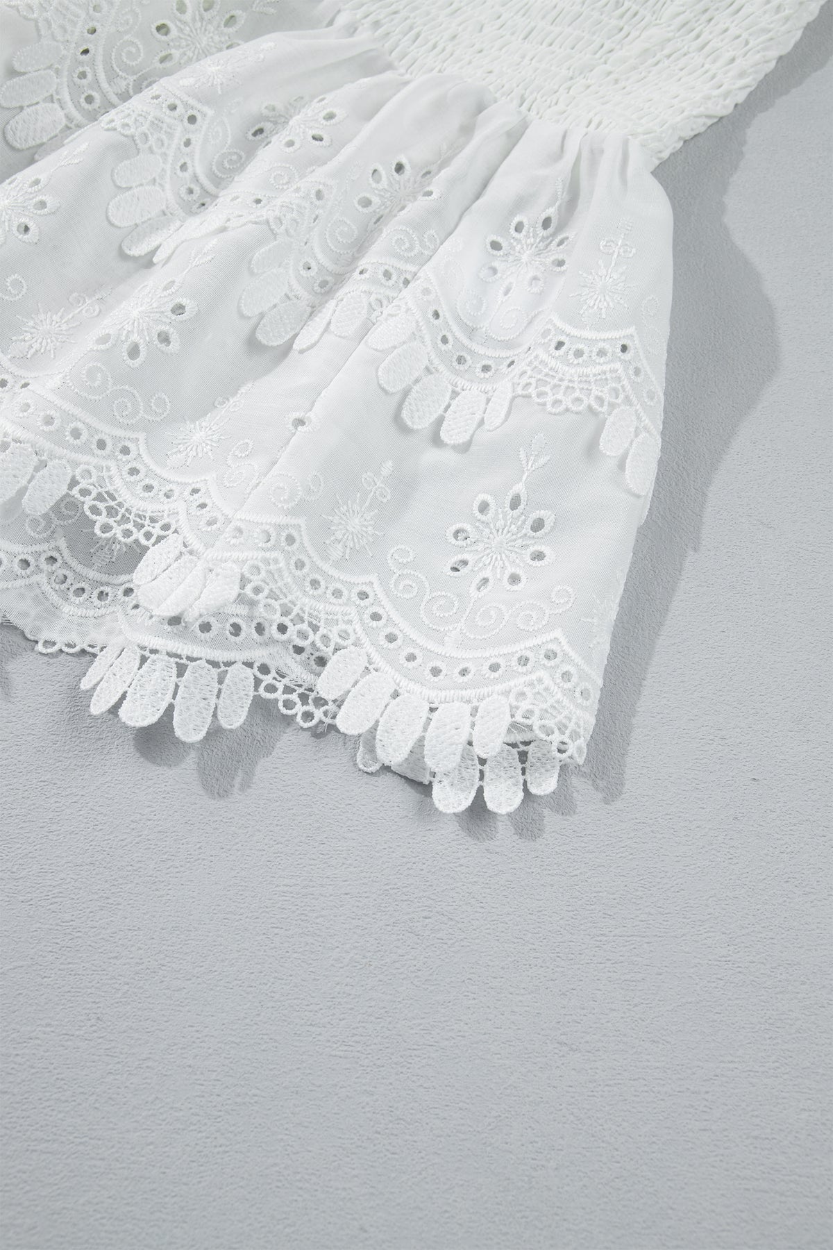 Sleeveless Smocked Lace Tank Top