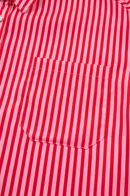 Stripe Button-up Long Sleeve Blouse