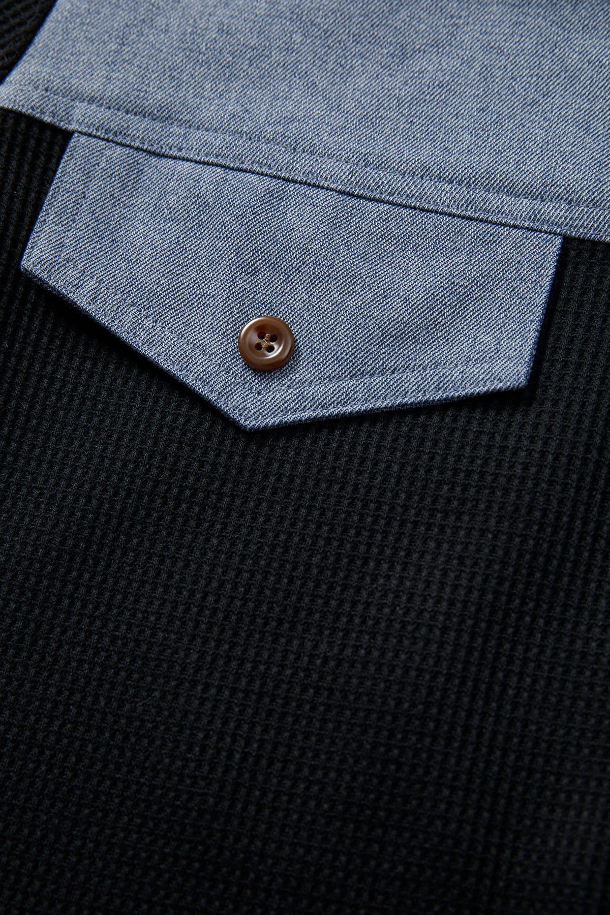 Denim Color Block Button Blouse