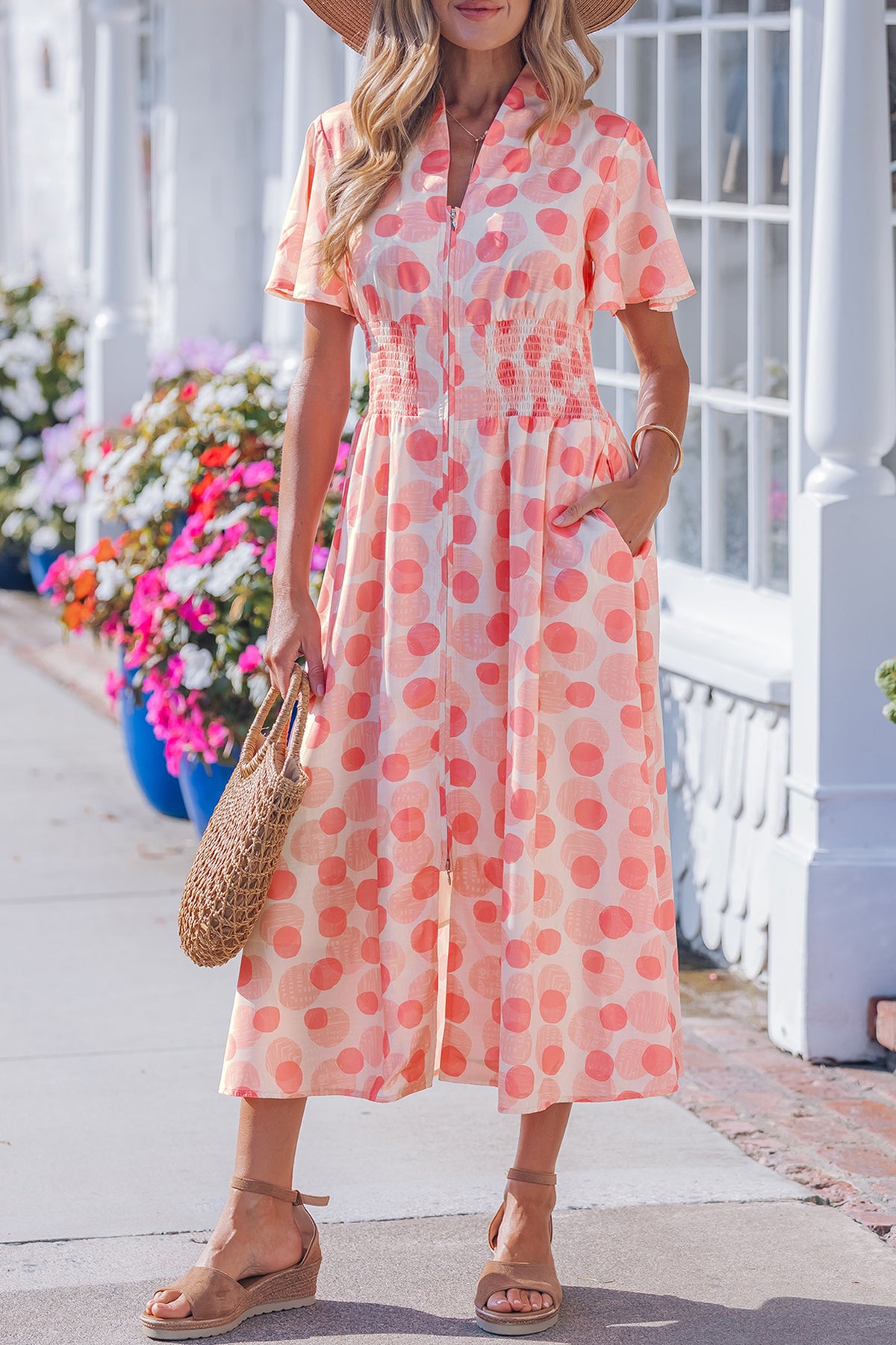Polka Dot Ruffle Maxi Dress