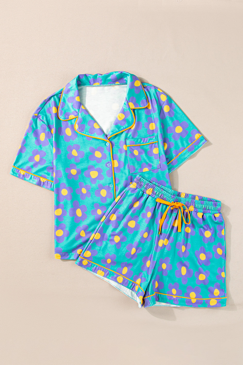Flower Short Sleeve Pajama Set