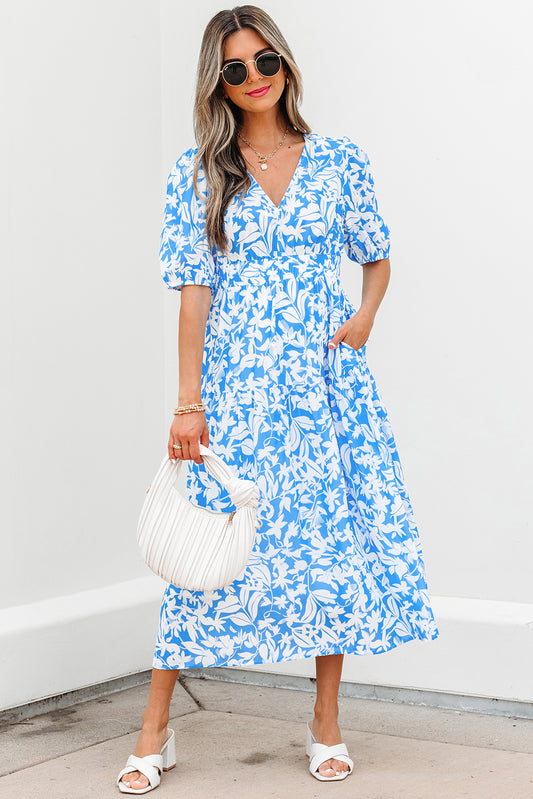 Floral Short Sleeve Maxi Dress