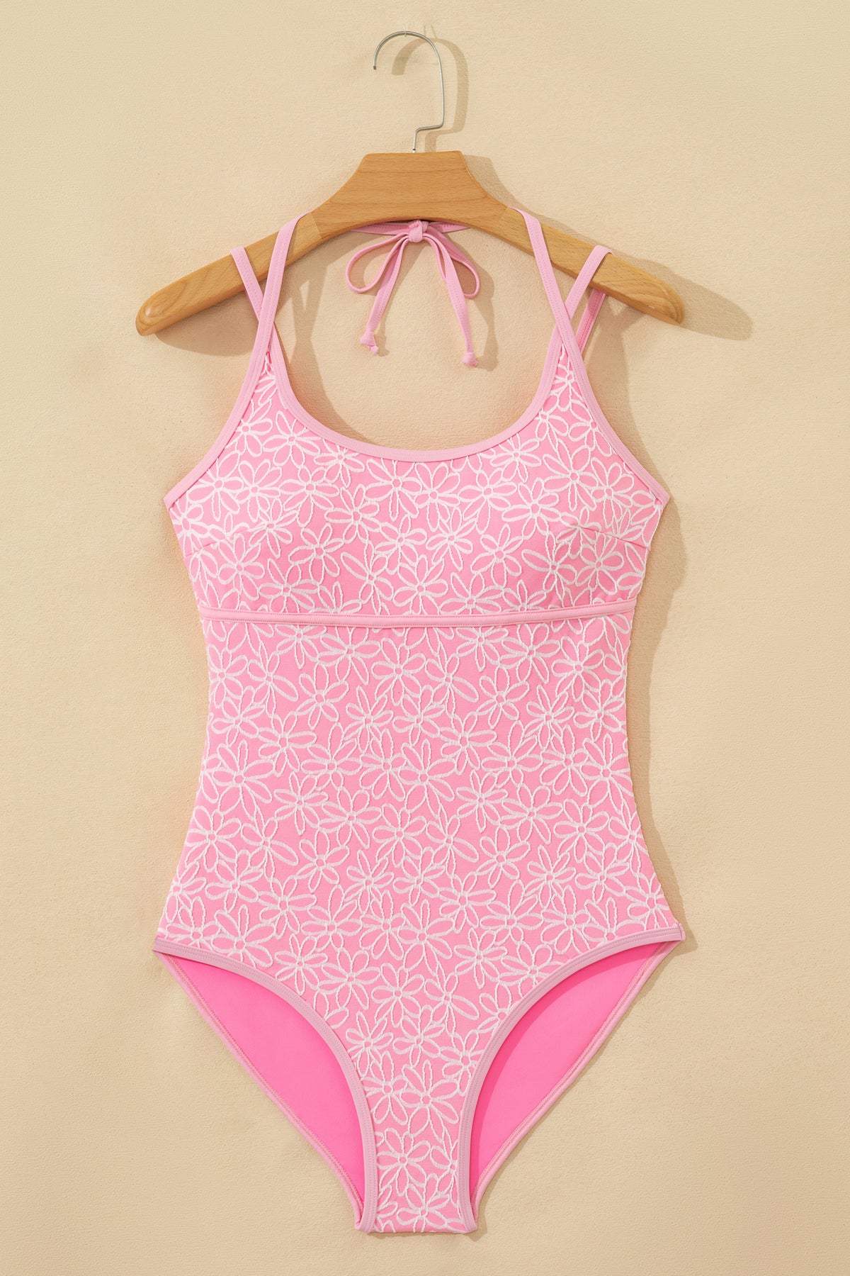 Spaghetti Strap Halterneck One-Piece Swimsuit