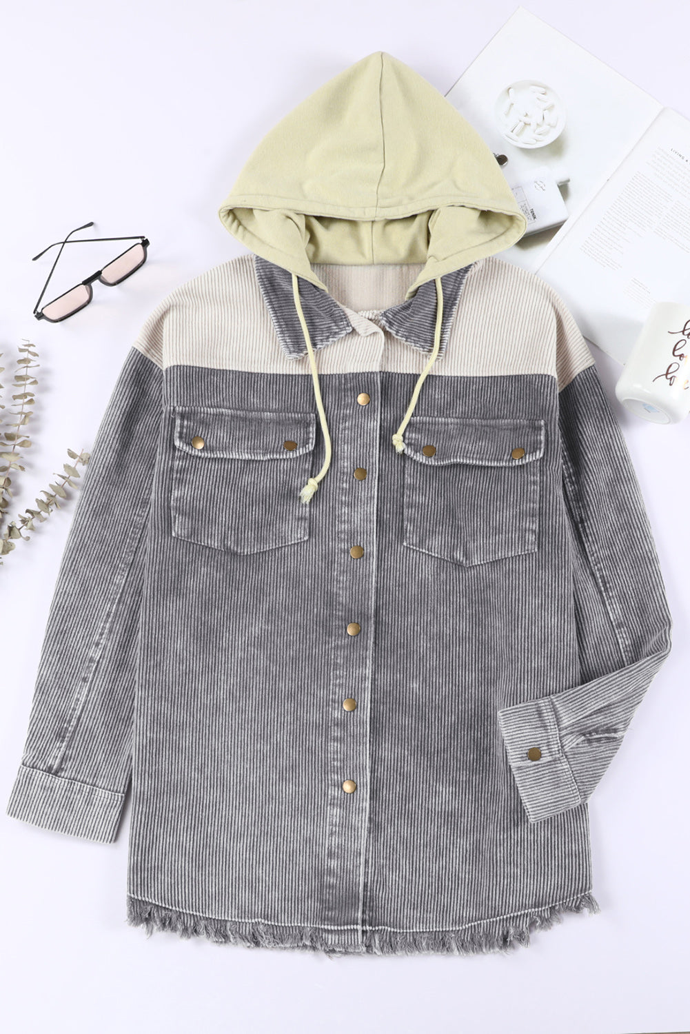 Color Block Button Down Jackets