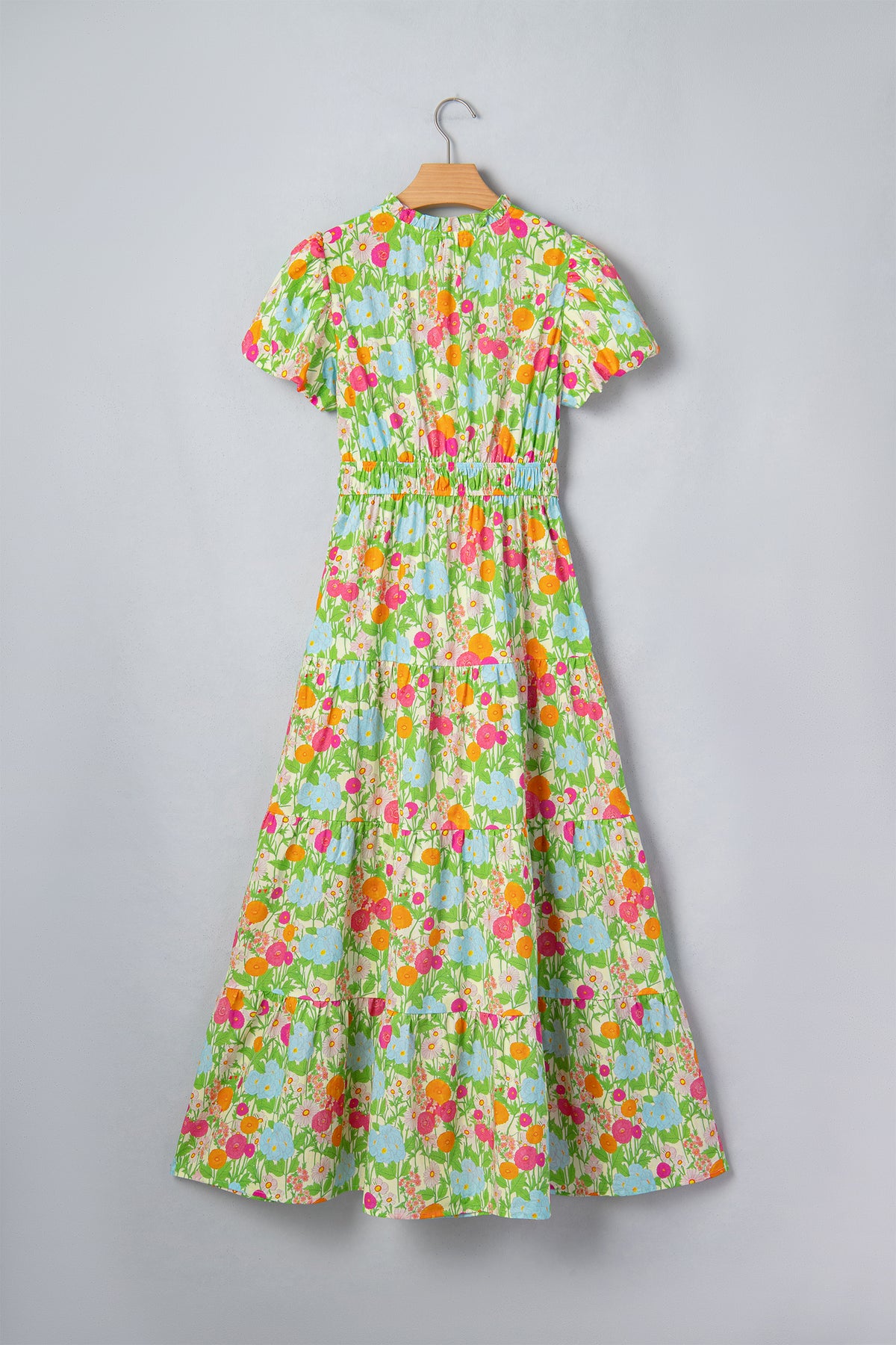 V-neck Puff Sleeve Floral Dress