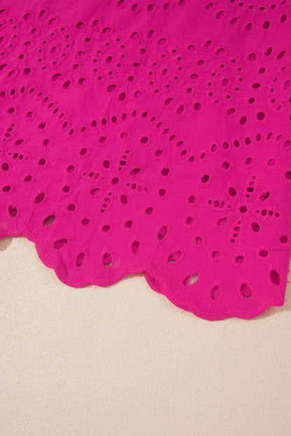Color Eyelet Embroidered Mini Dress