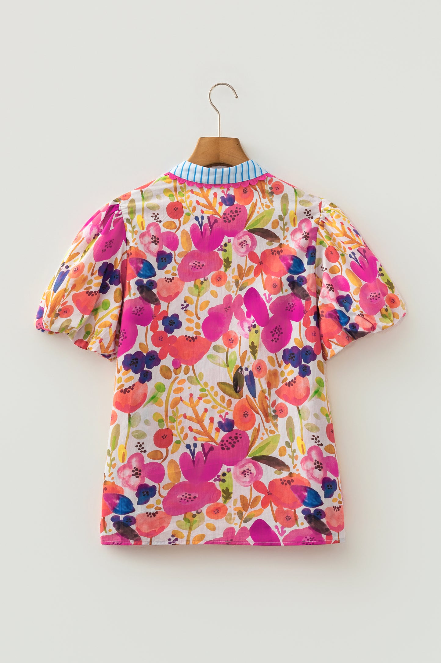 Floral V-neck Puff Sleeve Blouse