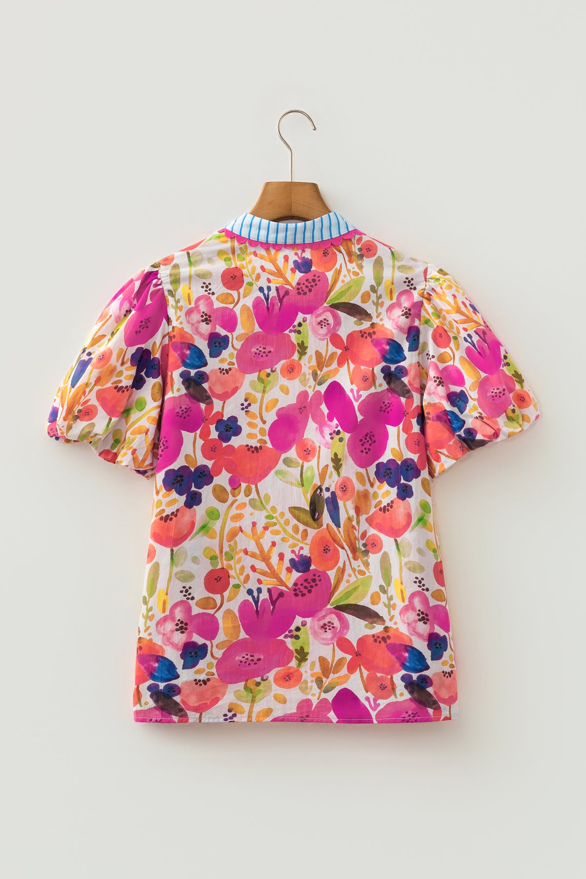 Floral V-neck Puff Sleeve Blouse