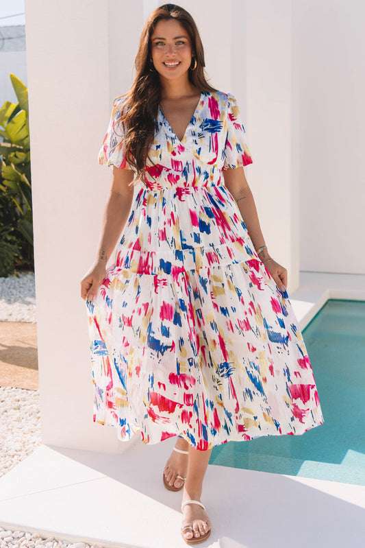 Puff Sleeve Tiered Maxi Dress