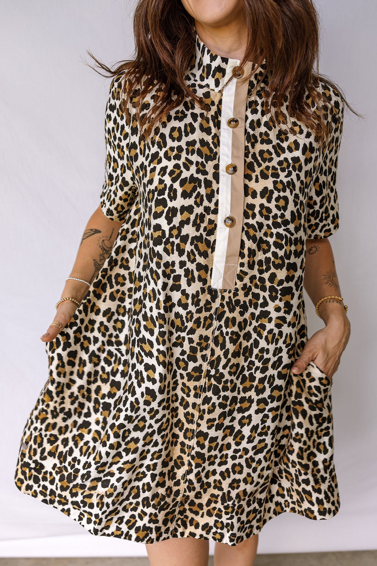 Short Sleeve Leopard Mini Dress
