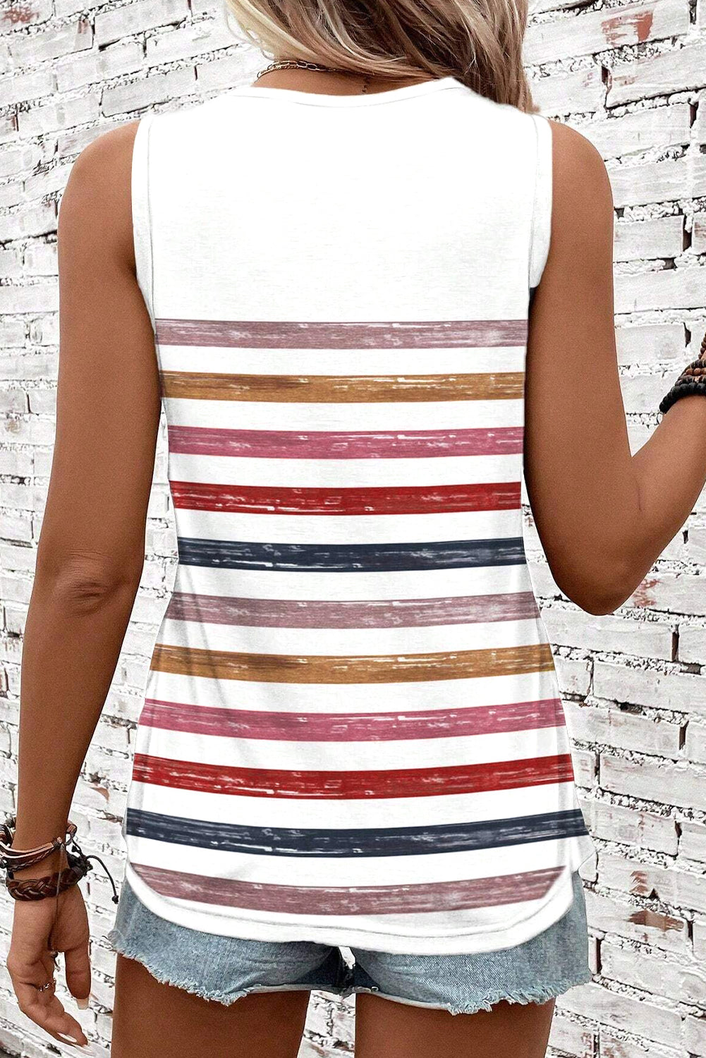 Stripe Rainbow Round Tank Top