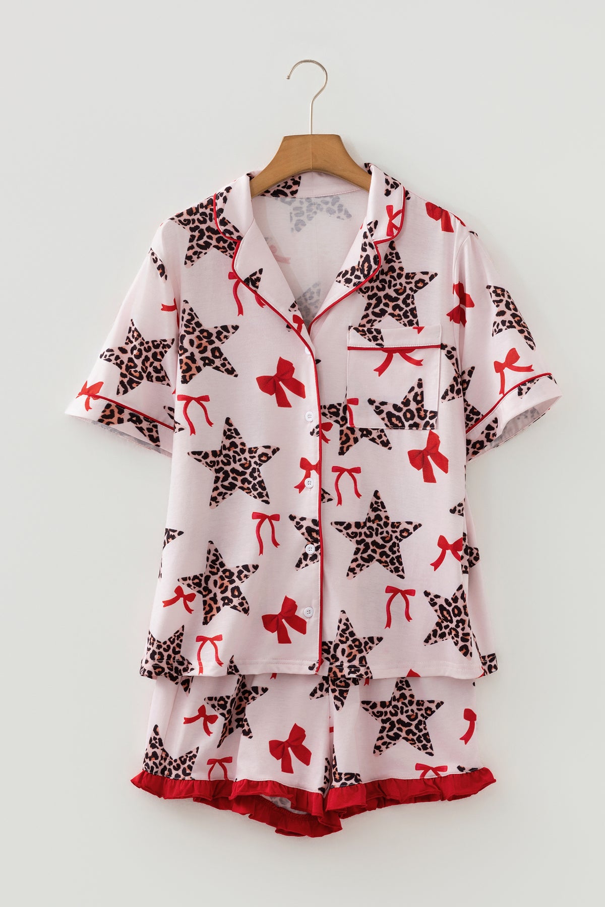 Leopard Star Ribbon Pajama Set