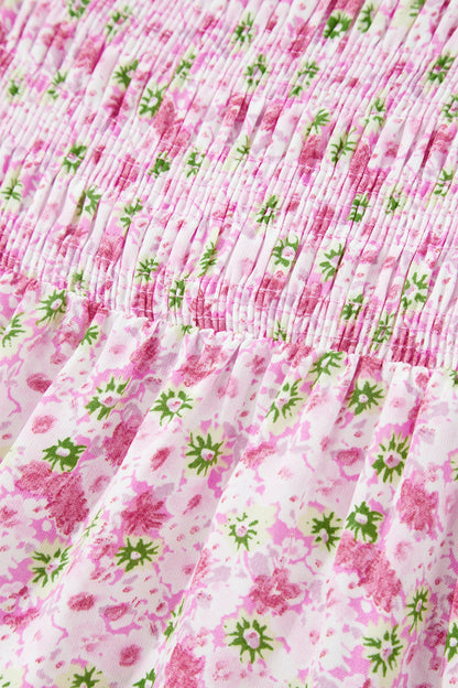 Floral Short Shirred Maxi Dress