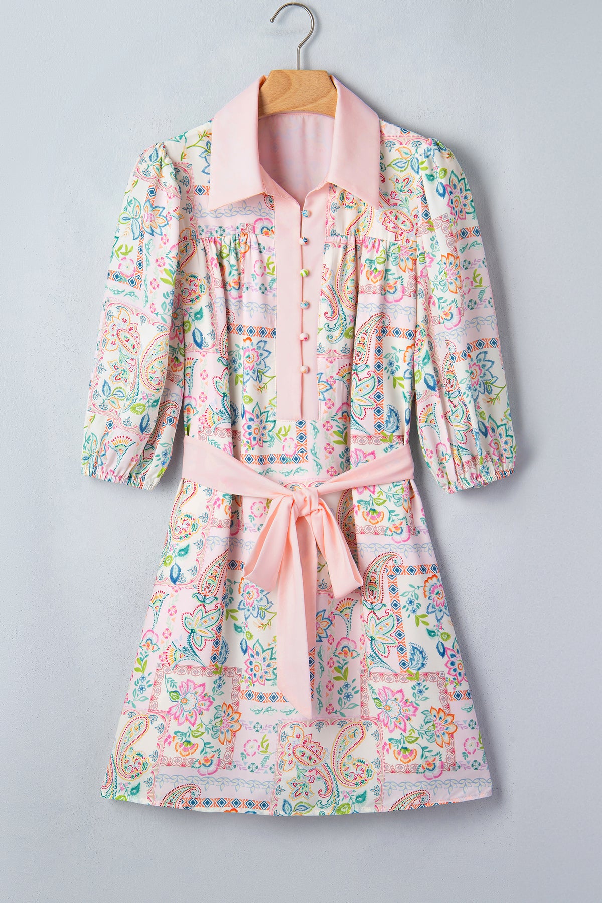 Boho Color Block Floral Dress