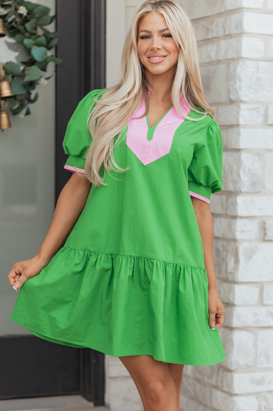 Color Block Short Mini Dress