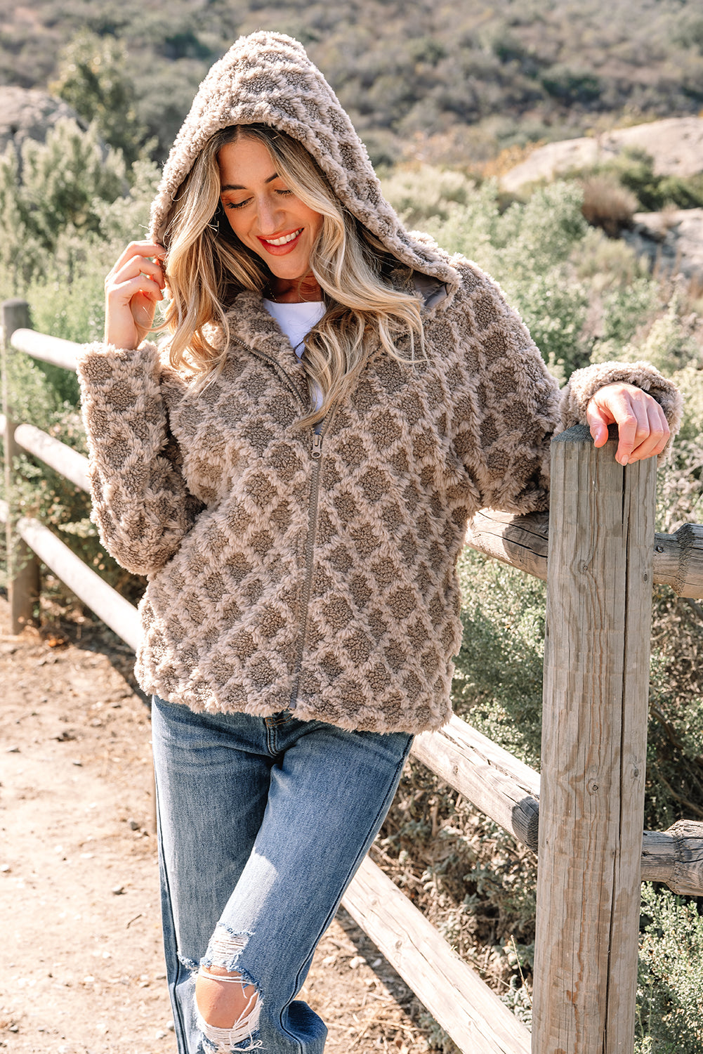 Sherpa Rhombus Zip Up Jackets