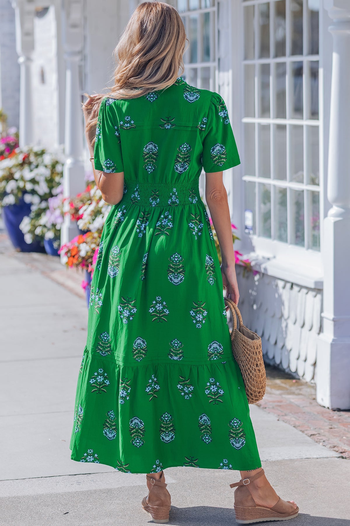 Floral Shirred Maxi Dress