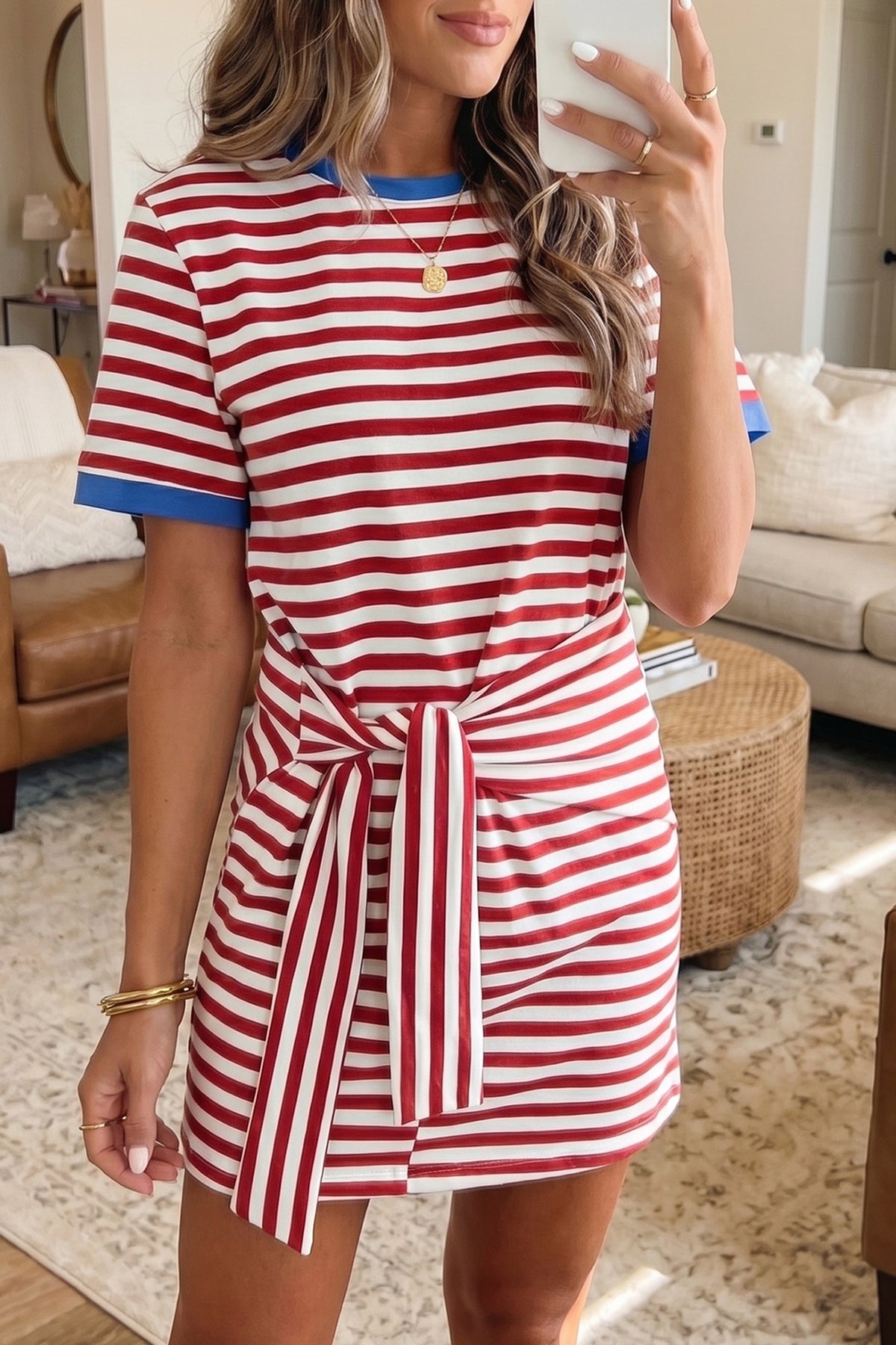 Stripe Mini T Shirt Dresses