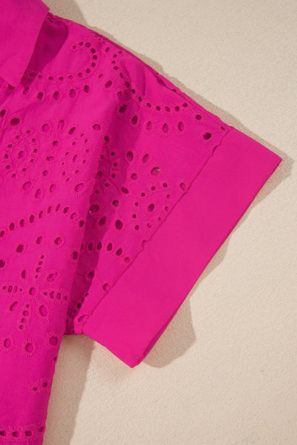 Color Eyelet Embroidered Mini Dress