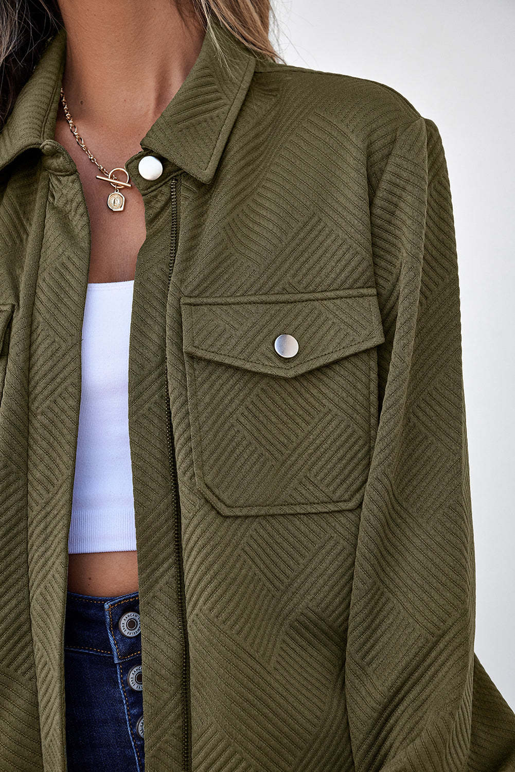 Blackish Color Zip Button Jackets