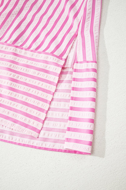 Stripe Short Sleeve Maxi Dress