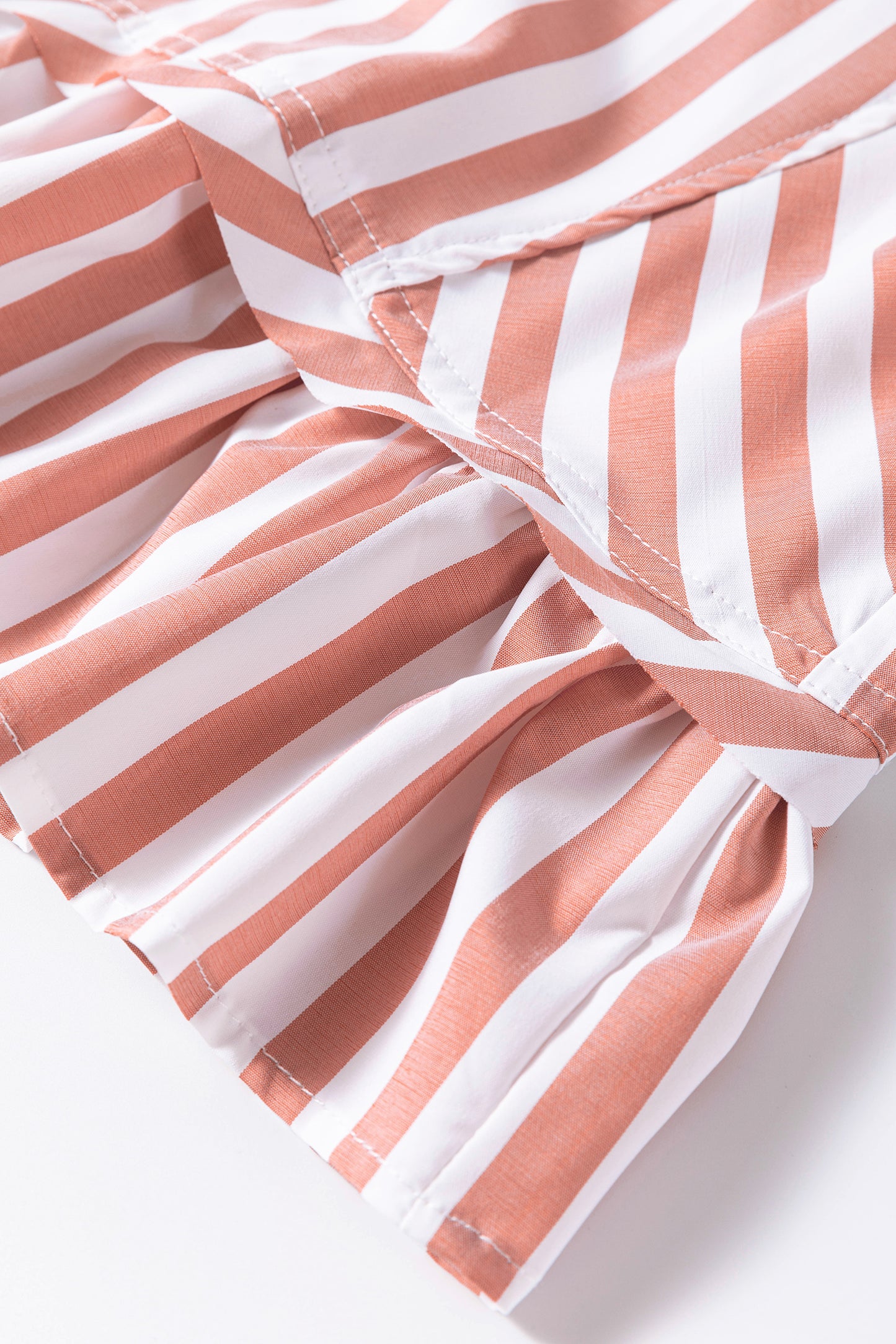 Stripe Collar Ruffle Hem Blouse