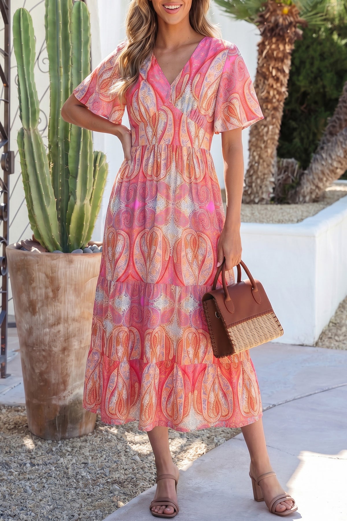 Paisley Boho Ruffle Floral Dress