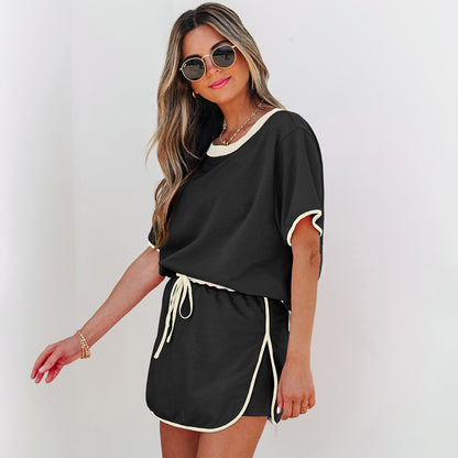 Turquoise Colorblock Edge Two-Piece Set