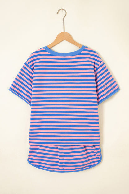 Stripe Short Sleeve Two-Piece Set