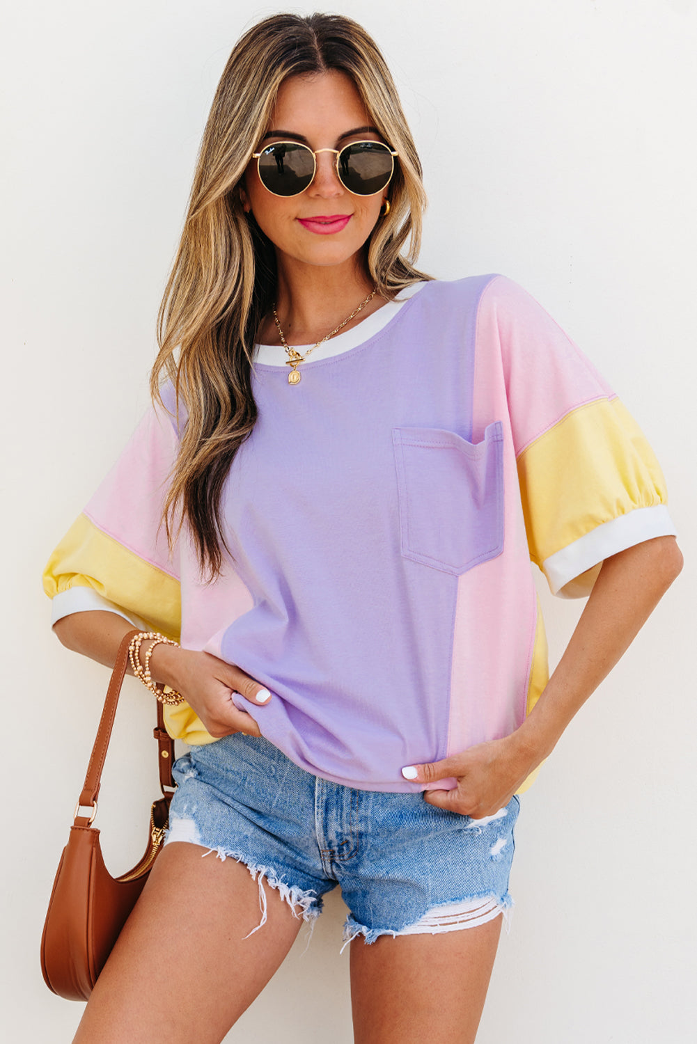 Color Block Oversized Shirt Tee