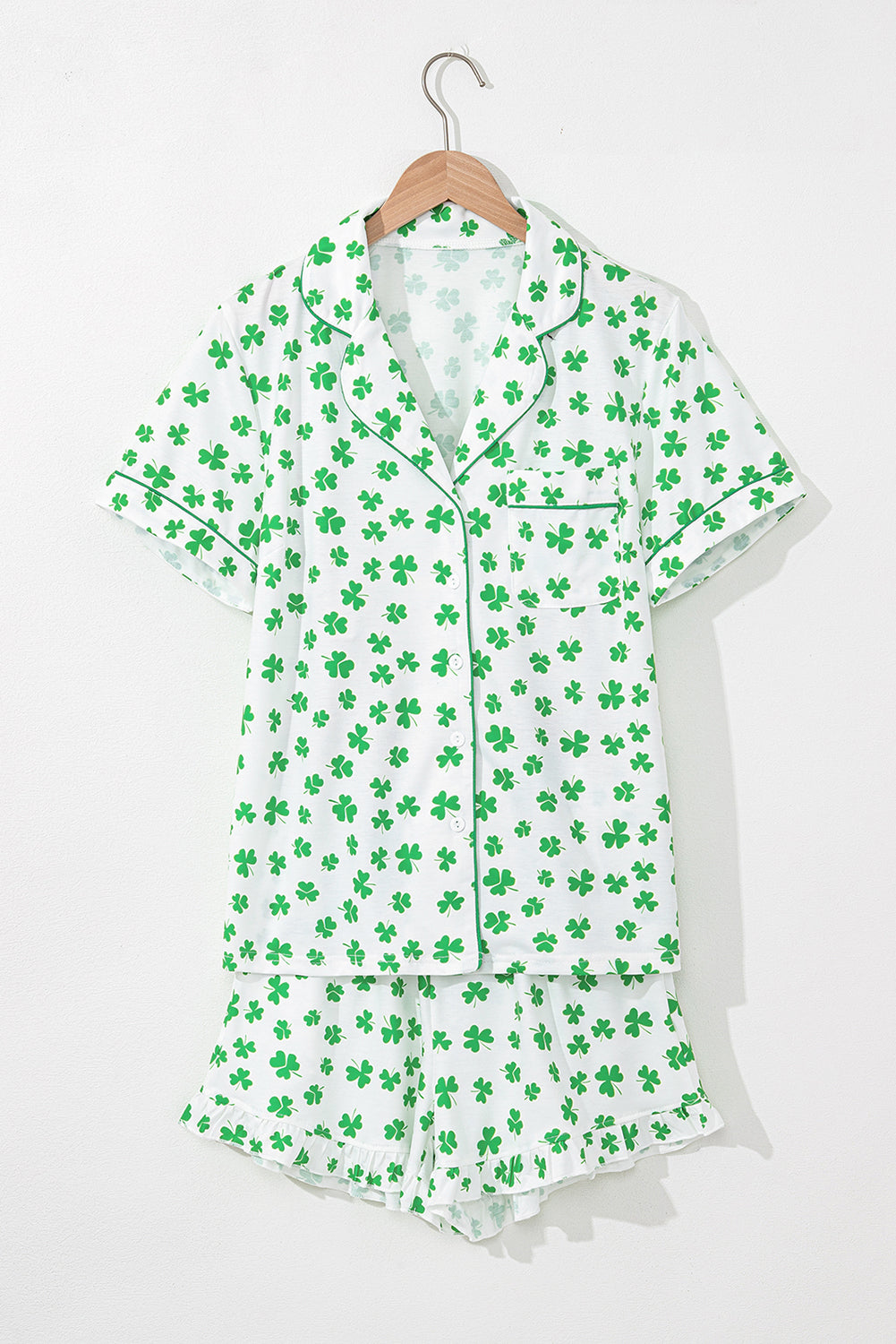 Short Sleeve Ruffled Pajama Set