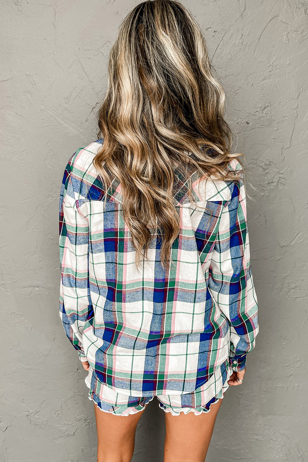 Plaid Shirt Shorts Lounge Set