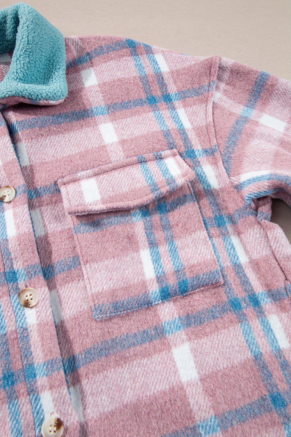 Color Block Collared Plaid Shackets