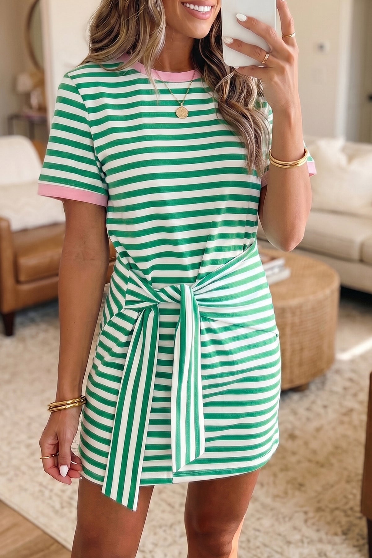 Stripe Mini T Shirt Dresses